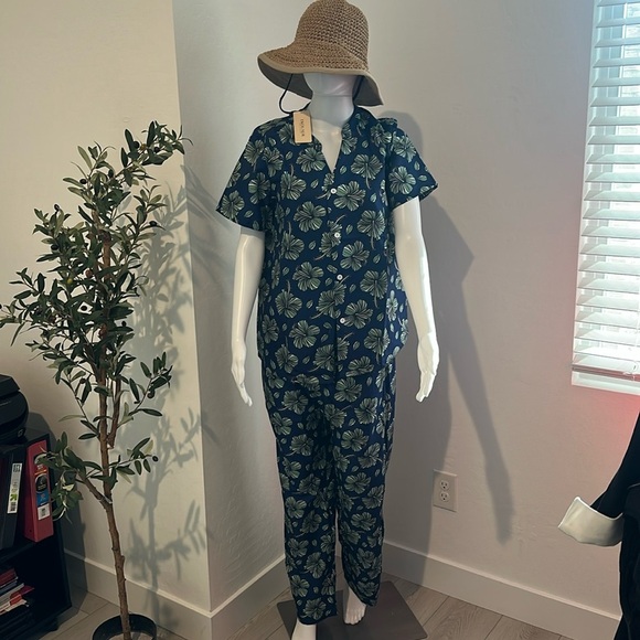 Ekouaer Tops - Floral Blue SET